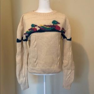 Vintage cable knit wool duck sweater